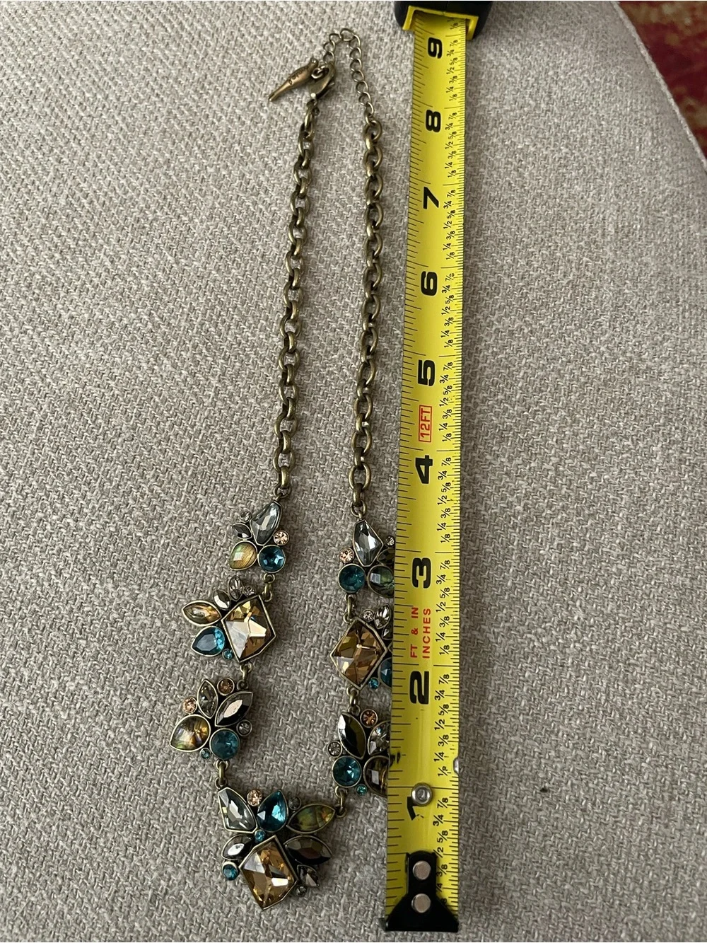 Chloe + Isabel Blue, Teal and Gold Crystal Floral Necklace